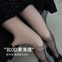 Black translucent skin light leg artifact female nude plus velvet leggings warm pantyhose spring autumn winter thin black stockings