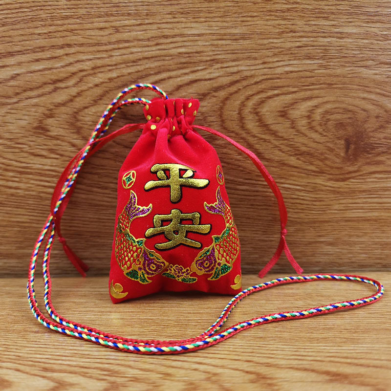 Ping'an bag amulet bag bronzing Ping'an pouch lanugo hair bag sachet sachet flocking red cloth bag kit bag Ping'an blessing bag