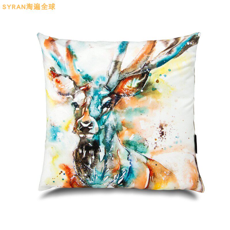 British imports WRAPTIOUS Eurostyle Imitation Leather Square Creative Leaning Pillow Hold Back Cushion Reindeer Pattern 45cm