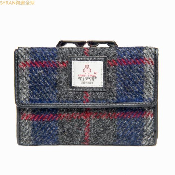 British original imported Maccessori Harris color wool classic buckle card bag wallet natural color material