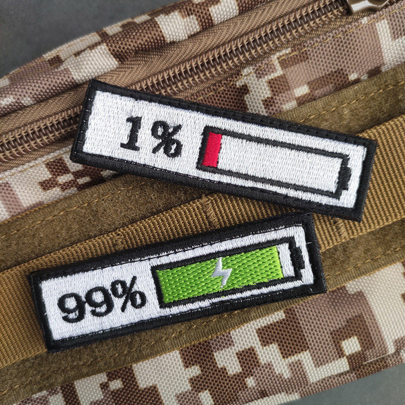 Full embroidery power display charge 99% residual 1% personality creative morale magic sticker badge with badge badge