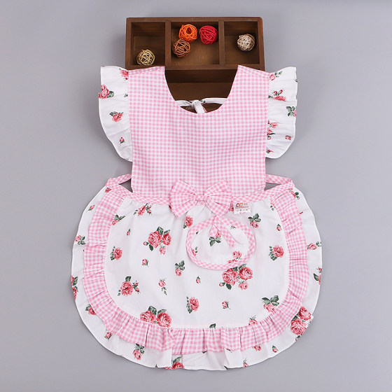 田园儿童围裙女孩防水防脏婴儿围兜春秋款夏天女宝宝吃饭公主罩衣