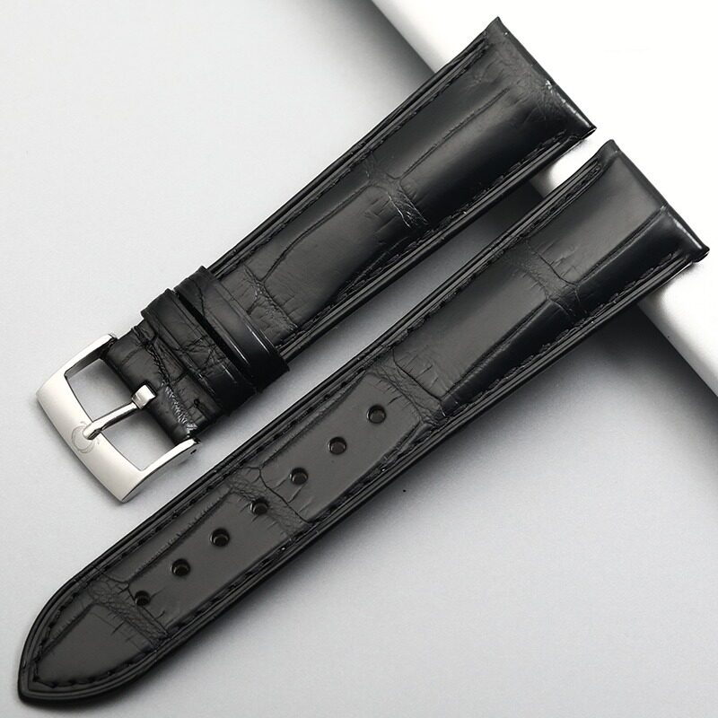 Omega Original Crocodile Leather Strap Omega De Ville Genuine Leather Watch Strap Seamaster Bright Blue Butterfly