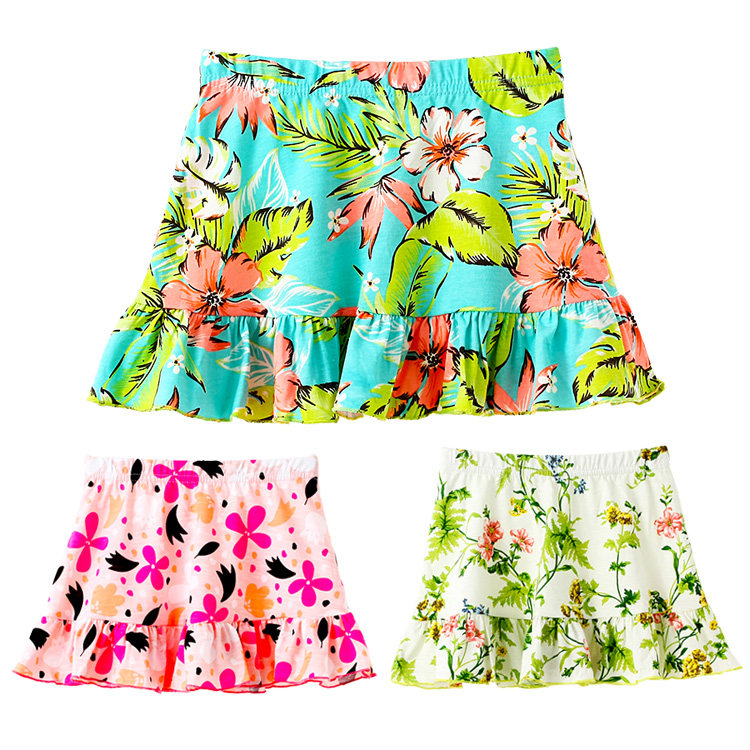 Rainbow bus children's clothing short skirt summer Western style cotton baby skirt miniskirt avocado green skirt small fresh