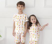 Summer dress sweat home pure cotton boys and girls short sleeve home clothes air conditioning suit underwear pajamas baby fresh