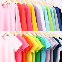 New summer and spring childrens short-sleeved T-shirt pure cotton boys and girls childrens clothing medium and large childrens solid color long-sleeved bottoming shirt