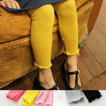 Rainbowbus Girls children baby clothes Leggings Wooden ear edge autumn pants Nine-point pants pencil pants 3294