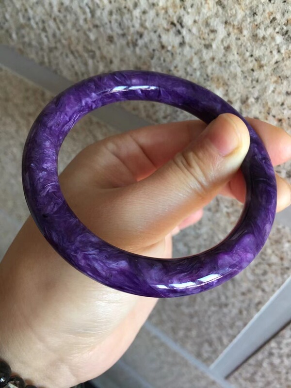 Natural Amethyst Chalcedony Vintage Bracelet Round Bangle Women's Bracelet Gift for Girlfriend or Mother, One Item One Picture with Certificate