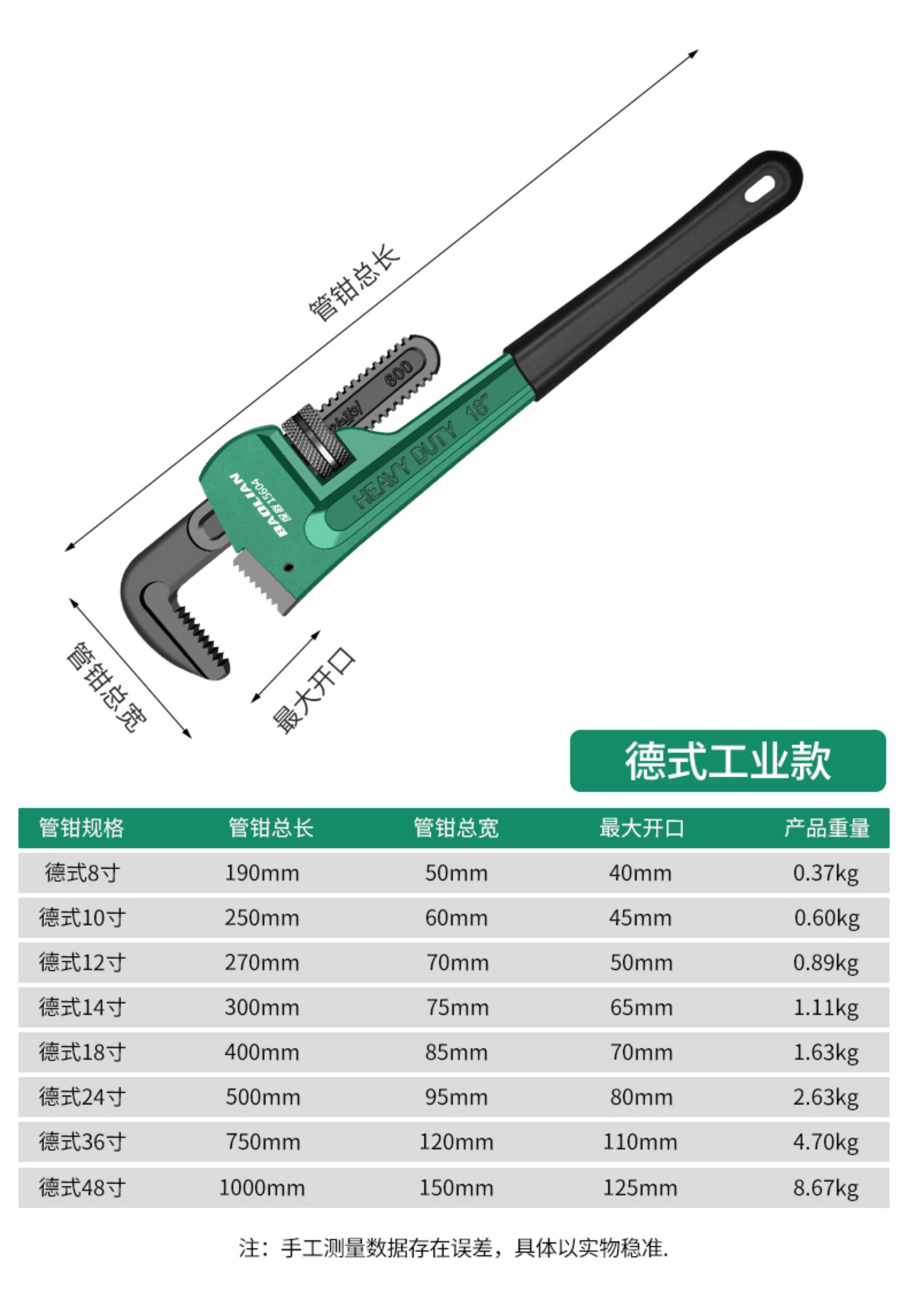 Ключ трубный 保联管钳管子钳扳手大号万用水管钳子扳手多功能专业家用管钳喉钳
