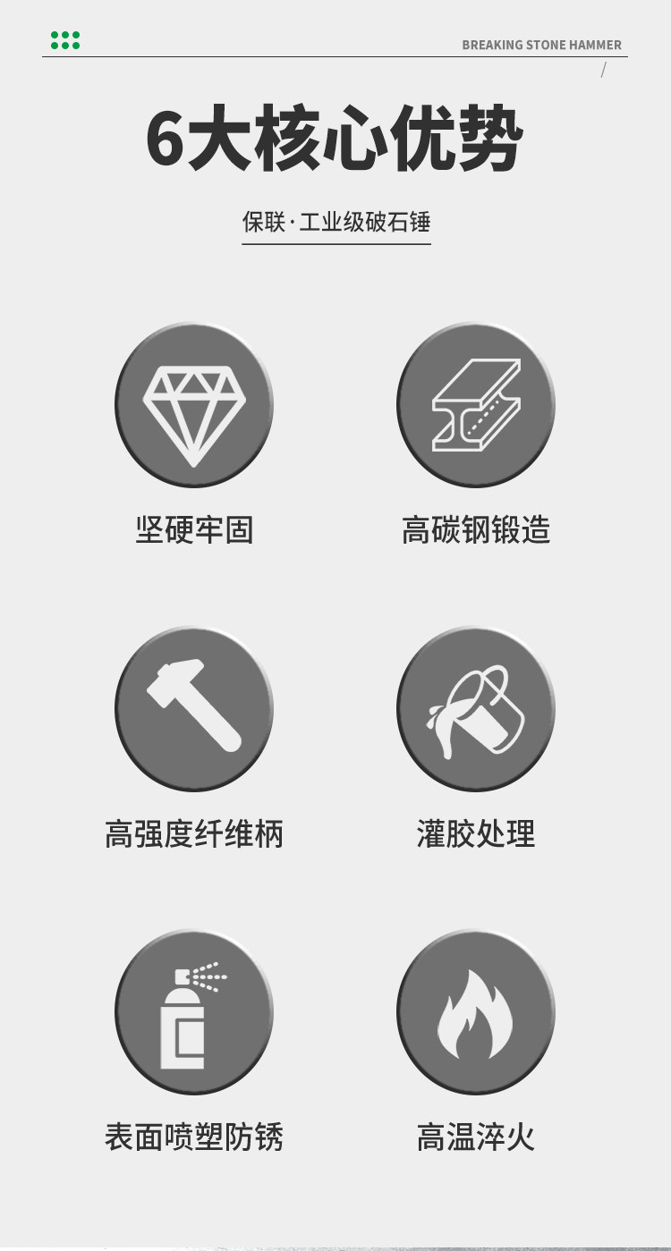 Кувалда 保联破石锤铁锤工地拆墙锤子神器实心手锤重型榔头超硬钳工锤工具
