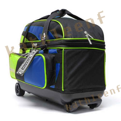 PYRAMID mới bánh xe nhỏ bánh xe đôi lever đôi túi bóng đôi bóng túi bowling bag 2 túi bóng màu xanh màu xanh lá cây