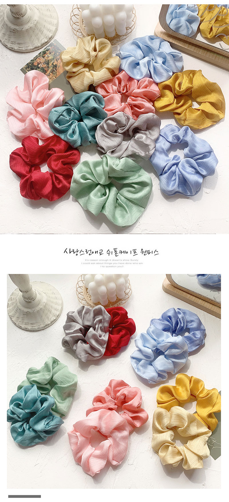 Pure Color Cute Girl Hair Scrunchies Chiffon Fabric Hair Scrunchies   Wholesale Nihaojewelry display picture 1