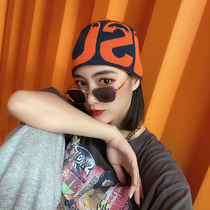 Fashionable imported hair accessories autumn and winter knitted wool wide edge hair belt simple letter elastic hair hoop sports ski headgear