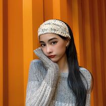 Autumn and winter New ins Wind headgear wide edge knitted wool hair belt Net Red simple sports style color headband hair accessories