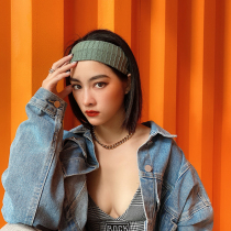 Retro wide-sided stretch knitted hairband female Korean Joker simple face wash hair tie daily with hair accessories Net Red