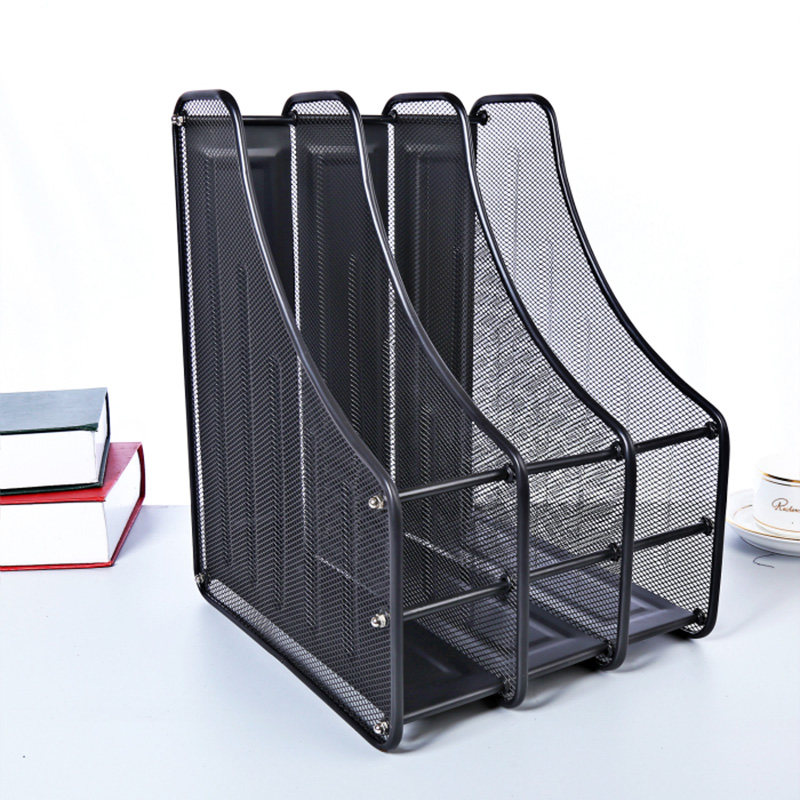 Three columns File box Metal triplex Magazine Box File Shelf Three-gear iron File Bar File box