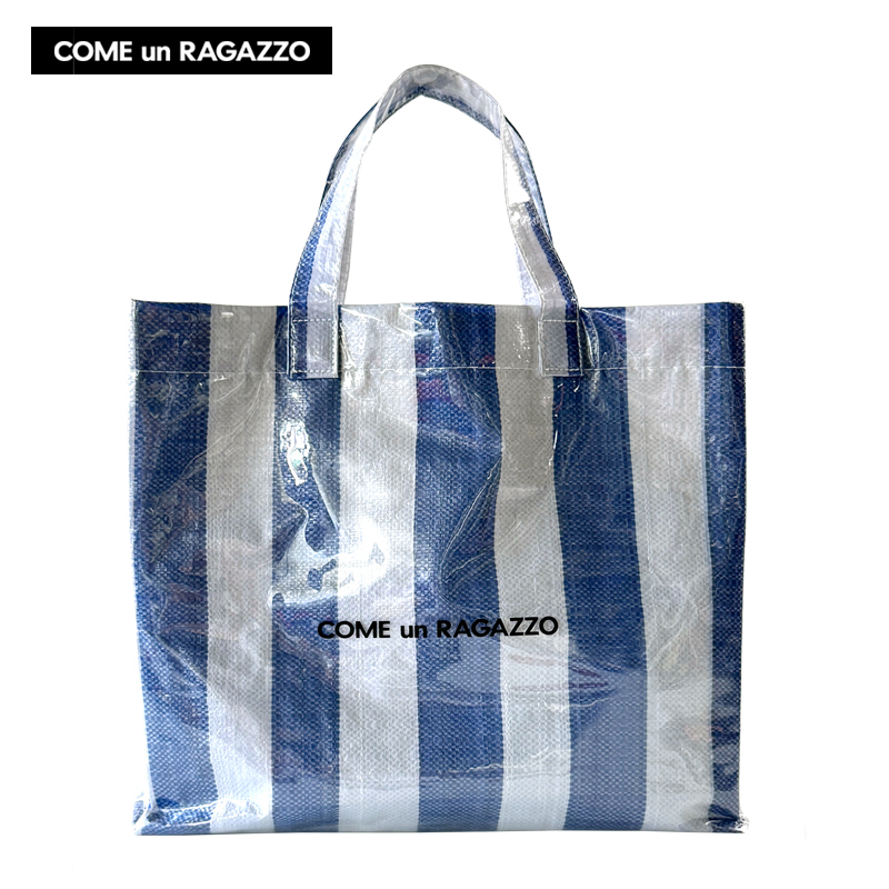 Come un Ragazzo/Kunla CUR woven shopping bag navy blue handbag tote bag shoulder bag