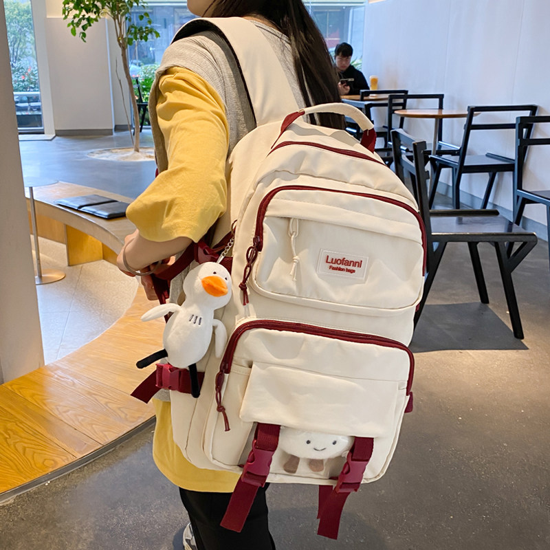 Hong Kong I Tgreg large capacity school bag day high school college student female junior high school student hooded boys double shoulder bag