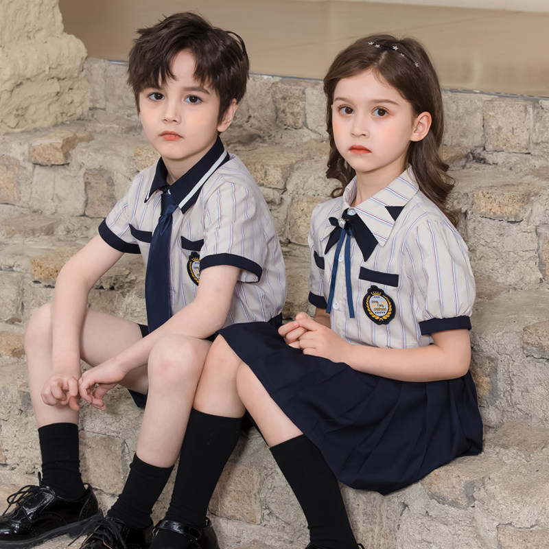 2022 new summer suit British college wind elementary school students class uniform kindergarten garden uniform Children's Day performance clothing
