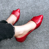 The new shallow slip - shoe female leather 2020 - shallow mouth and comfortable soft skin low and red leather shoes woman
