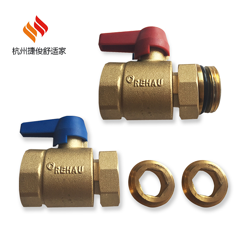 German Rui good PEX straight external wire copper water distributor in return water ball valve head live up to add copper wire direct-Taobao