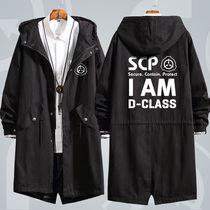  SCP Foundation mid-length coat Anime windbreaker jacket Mobile contingent hooded autumn and winter thickened sweater