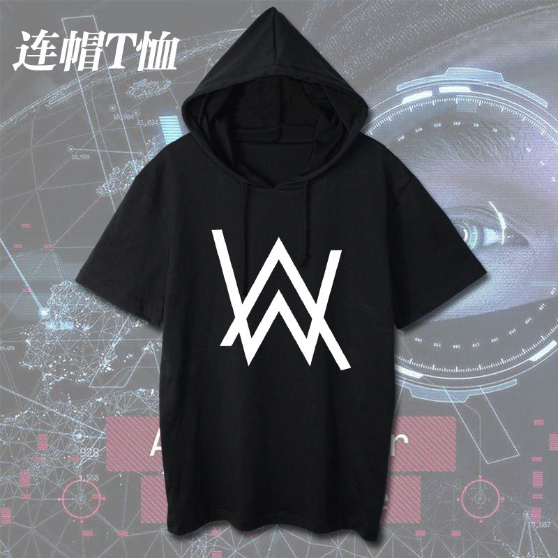 Alan Walker with the same hooded T-shirt Alan Walker electric DJ men and women summer tide short-sleeved cotton clothes
