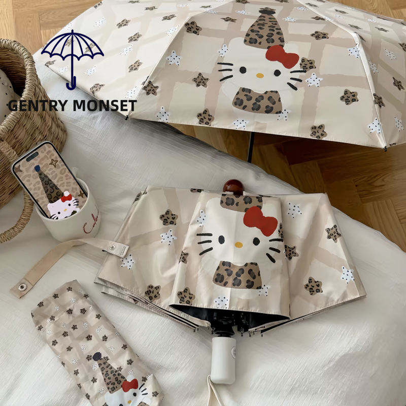 Japanese Gm Leopard Print Star Kt Cat Umbrella Fully Automatic Dual-Use Sun and Rain Umbrella Sun Protection Uv Protection Parasol Japanese Gm Leopard Print Star Kt Cat Umbrella Fully Automatic Dual-Use Sun and Rain Umbrella Sun Protection Uv Protection Parasol