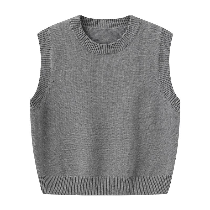 100% Cotton Non-Pilling Knitted Vest for Women, 2026 Spring and Autumn Pure Cotton Crew Neck Sweater Vest, Versatile Sleeveless Cardigan