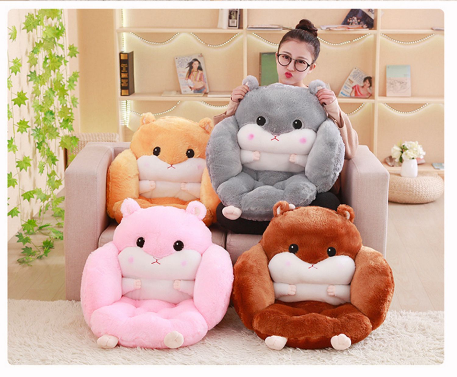 Hamster Eo Đệm Đệm Một Phim Hoạt Hình Văn Phòng Dày Ghế Ăn Lớn Gối Gối Xe - Ghế đệm / đệm Sofa thảm trải ghế sofa gỗ