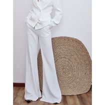 Zhao San white pants 6 0 high waist drop feel casual pants women 2021 spring new design sense Bell pants mop floor pants view
