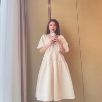 Zhao San your little sheep three-dimensional jacquard V-collar bubble sleeve dress female summer long Peng skirt view