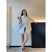 Zhao San boyfriend ah your shirt in my white long shirt female 2021 New Design feeling