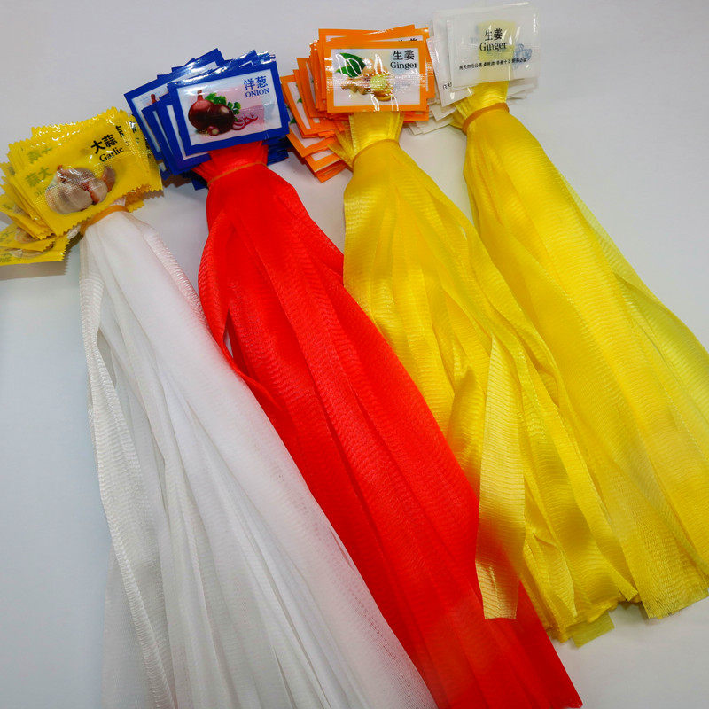 Mesh Bag Plastic Nylon Mesh Bag Ginger Garlic With Label Fine Mesh Promotion Fruit Chestnut Walnut Packaging