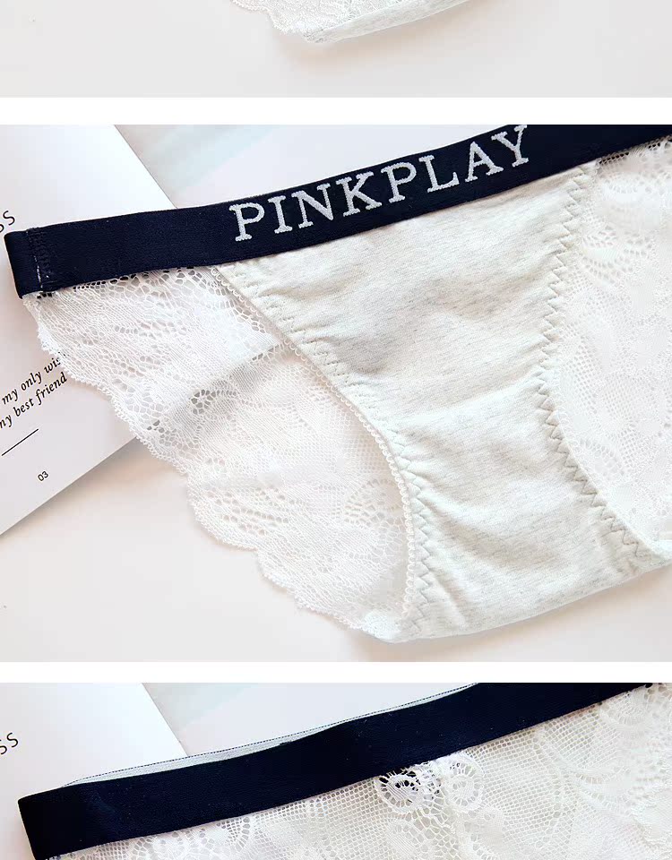 Thời trang Thư Cặp đôi Quần Cotton Màu đơn giản Sexy Ren Nữ Đồ lót nam Boxer Mid-Eo quần lót nữ cạp cao