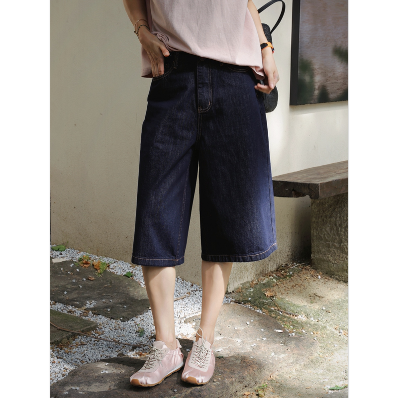 Tt Designer [Paper Man] Retro High-End Frayed Hem Lyocell Casual Pants Women's Summer Denim Shorts