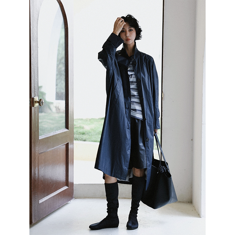 Clearance Sale Tt Designer [Old Street Shadows] British Style Draped Trench Coat Women's Autumn Mid-Length Jacket