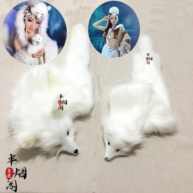 Photo Studio Costume Props, Ancient-Style Headwear, Fox Headgear, Fox Costume, White Fox, Large and Small Fox Hair Accessories, Scarf Accessories