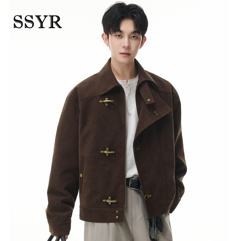 Ssyr American-Style Suede Aviator Buckle High-End Design Lapel Jacket for Men and Women, Retro Loose Short Flight Jacket Ssyr American-Style Suede Aviator Buckle High-End Design Lapel Jacket for Men and Women, Retro Loose Short Flight Jacket