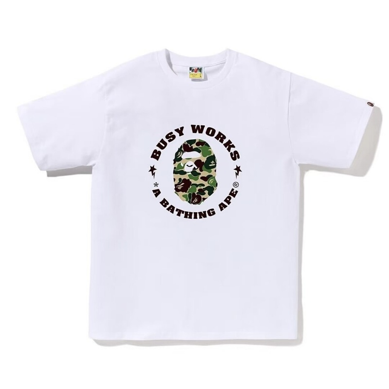 Bape Unisex Couple Matching Busy Works Camouflage Small Head Short-Sleeve T-Shirt