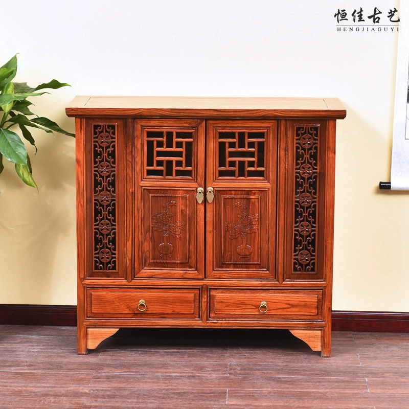 Gỗ gụ Trung Quốc cổ điển toàn bộ bằng gỗ rắn Đồ nội thất cổ của Nam cây du trong các triều đại nhà Minh và nhà Thanh tủ đựng giày hai cửa hai ngăn tủ đựng giày - Buồng