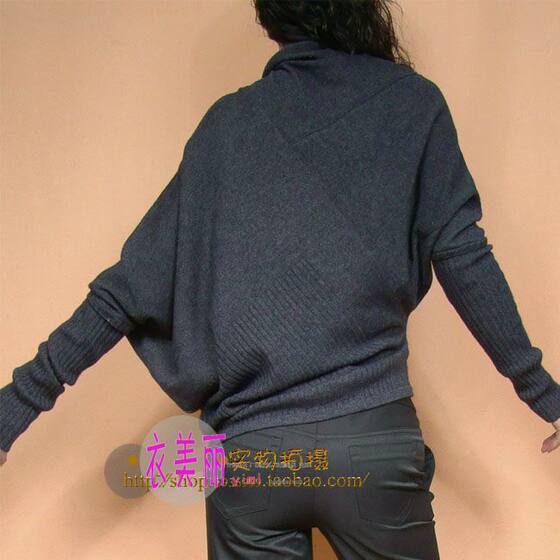 春秋韩版女装针织衫不规则不对称套头毛衣蝙蝠衫打底衫女宽松洋气