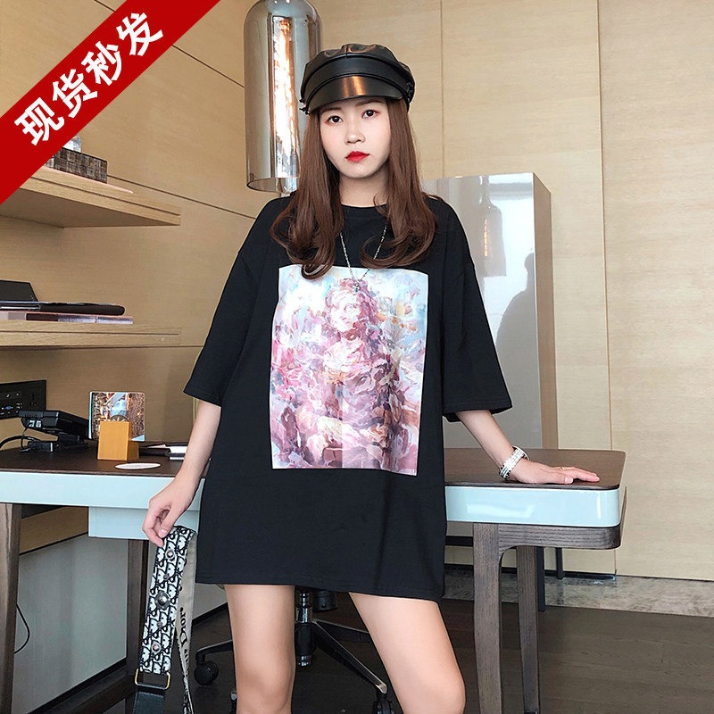 Clearance sale short-sleeved t-shirt women's 2021 summer new loose crew-neck printed bottom top bf Harajuku T-shirt tide