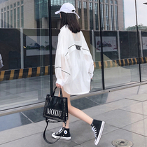 Sunscreen womens 2021 new summer Korean version of loose Joker letters white long thin sunscreen coat tide