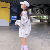 Sunscreen clothes female summer 2021 New Korean version of foreign style thin print cartoon graffiti design sense loose coat tide