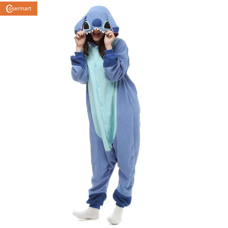 Stitch Pajamas Fleece Cartoon Onesie Stitch Cosplay Costume Halloween Performance Outfit Loungewear