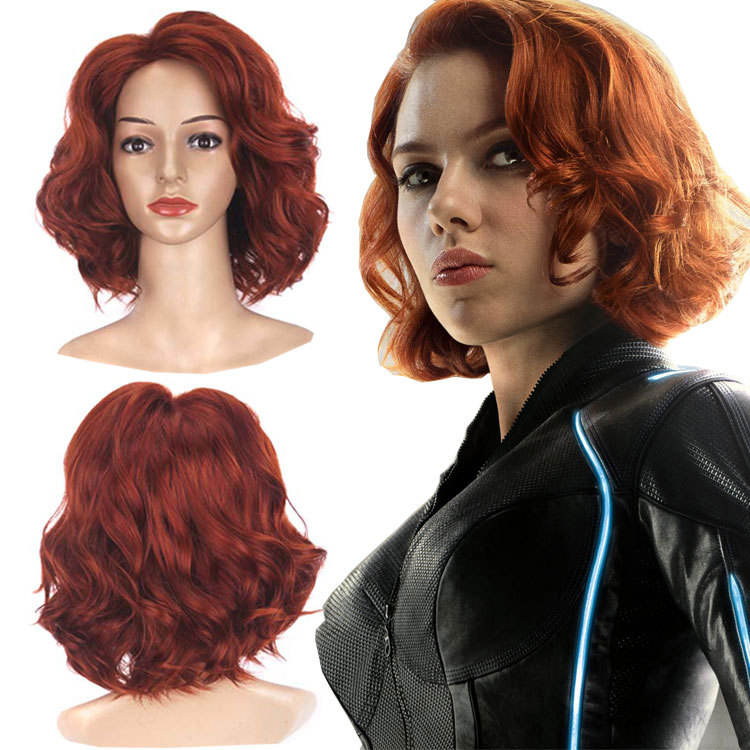 Black Widow Natasha Wig Avengers Cosplay Halloween Performance Prop Alliance Style Headgear Short Hair for Women