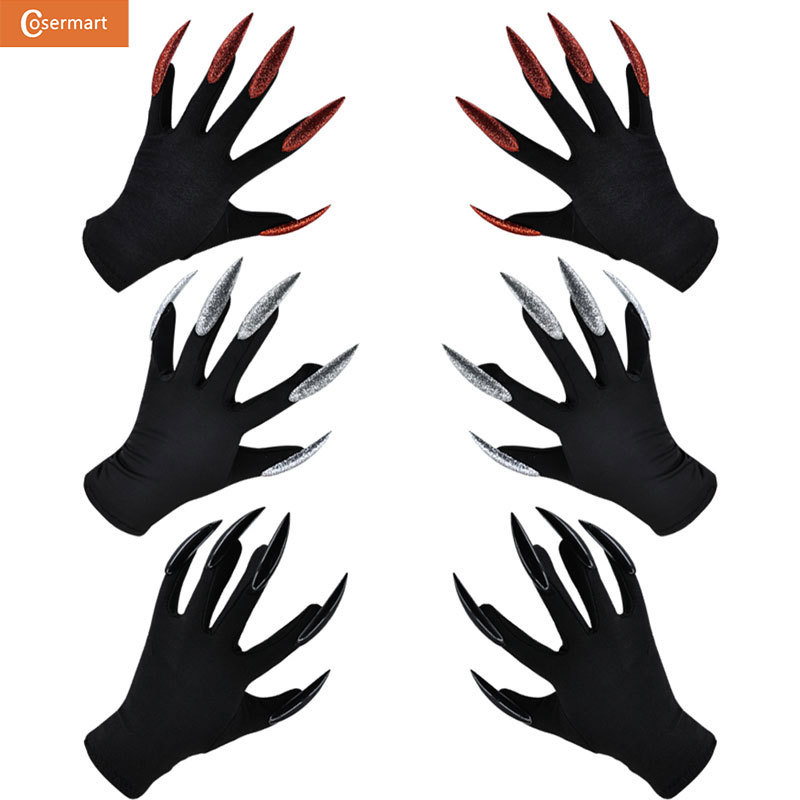 Scary Witch Gold Powder Nail Gloves Carnival Halloween Party Performance Cosplay Costume Accessories Props