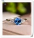 Nhẫn topaz xanh Thụy Sĩ đầy màu sắc tự nhiên nữ 925 bạc xi bạch kim dát pha lê nhẫn nữ trang sức - Nhẫn