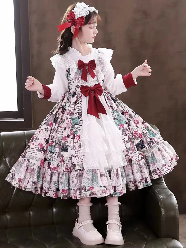 Осенний детский костюм принцессы, юбка, платье, стиль Lolita, для подростков, подарок на день рождения, западный стиль